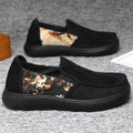 Damen Bequeme Slip-On Schuhe mit floralem Stoffeinsatz EB