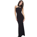 Damen Elegantes Maxikleid mit schickem Halterneck und figurbetonter Silhouette EB