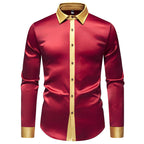 Herren Elegantes Langarmhemd mit Satin-Details EB