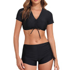 Damen Sportliches Crop-Top und Shorts-Set EB