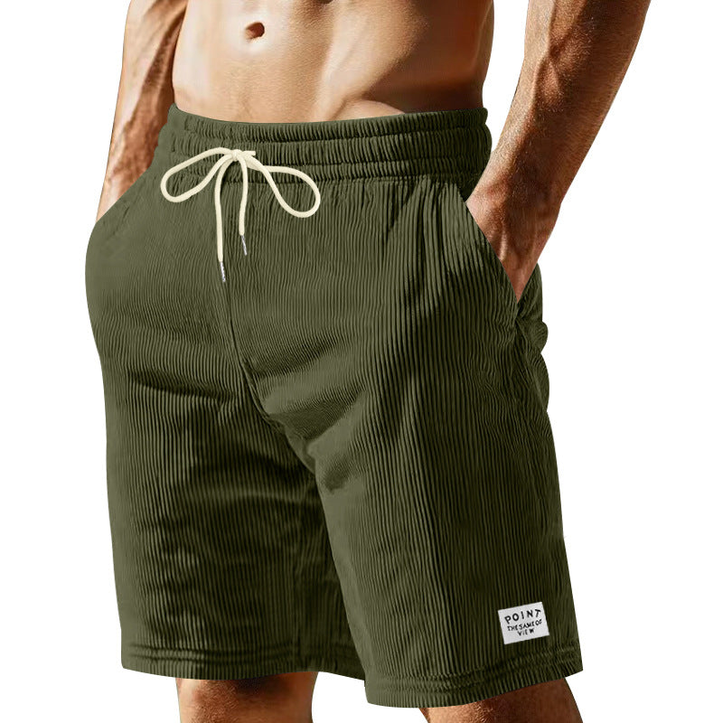 Knielange Lounge-Shorts für Herren in Rippenstruktur mit Kordelzug
