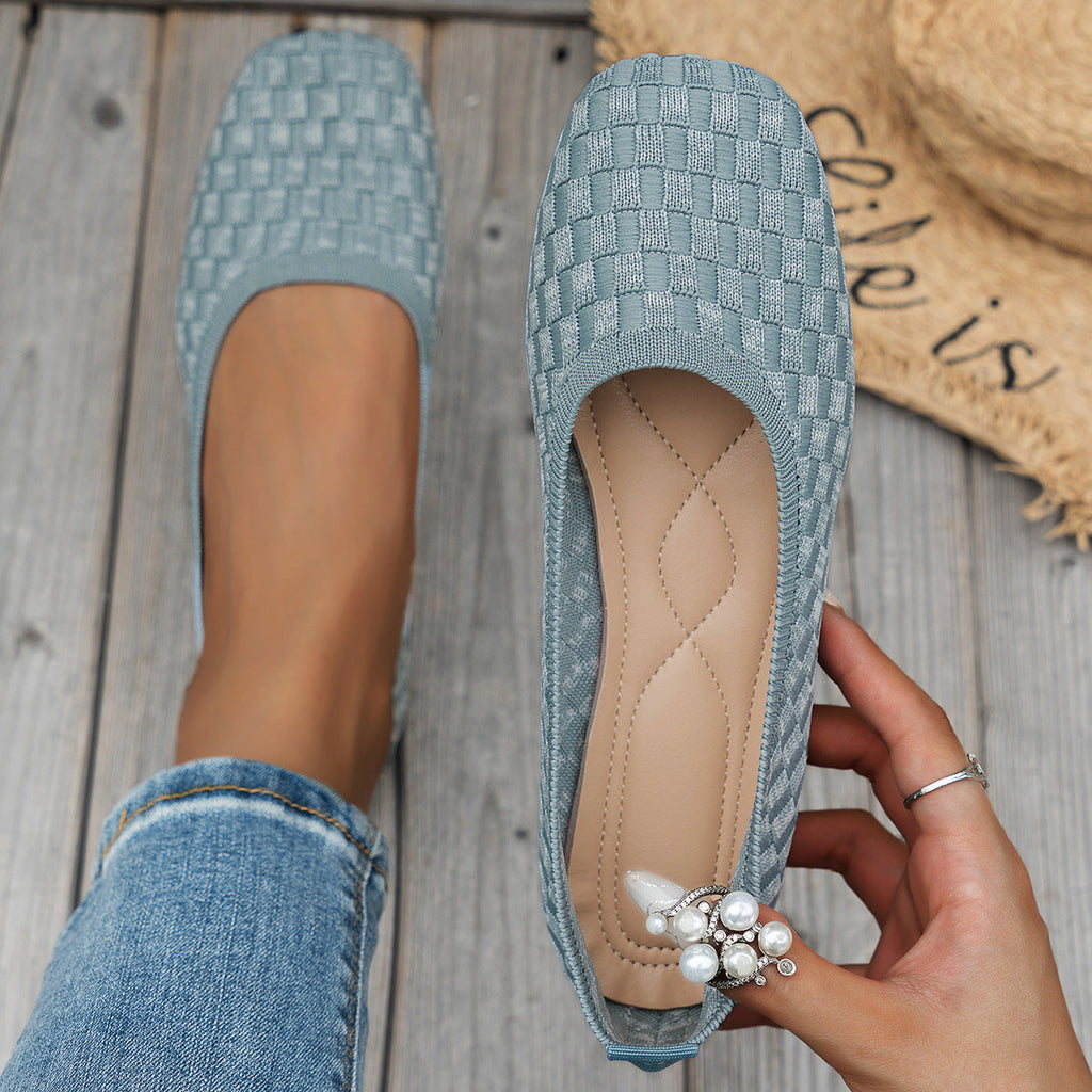 Damen Bequeme Ballerinas mit trendigem Wabenmuster und elastischem Einstieg EB