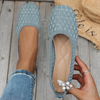 Damen Bequeme Ballerinas mit trendigem Wabenmuster und elastischem Einstieg EB