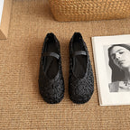 Damen Elegante Ballerinas mit modischer Riemchenbindung und weichem Stoff EB