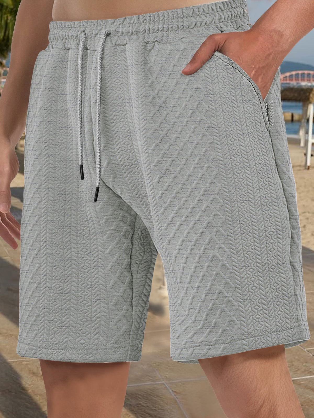 Herren-Strandbermuda aus Waffel-Jersey