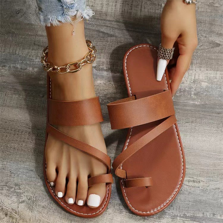 Damen Bequeme Freizeit-Sandalen mit modischem Riemendesign EB