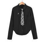 Damen klassische Bluse mit eleganter Krawatte EB