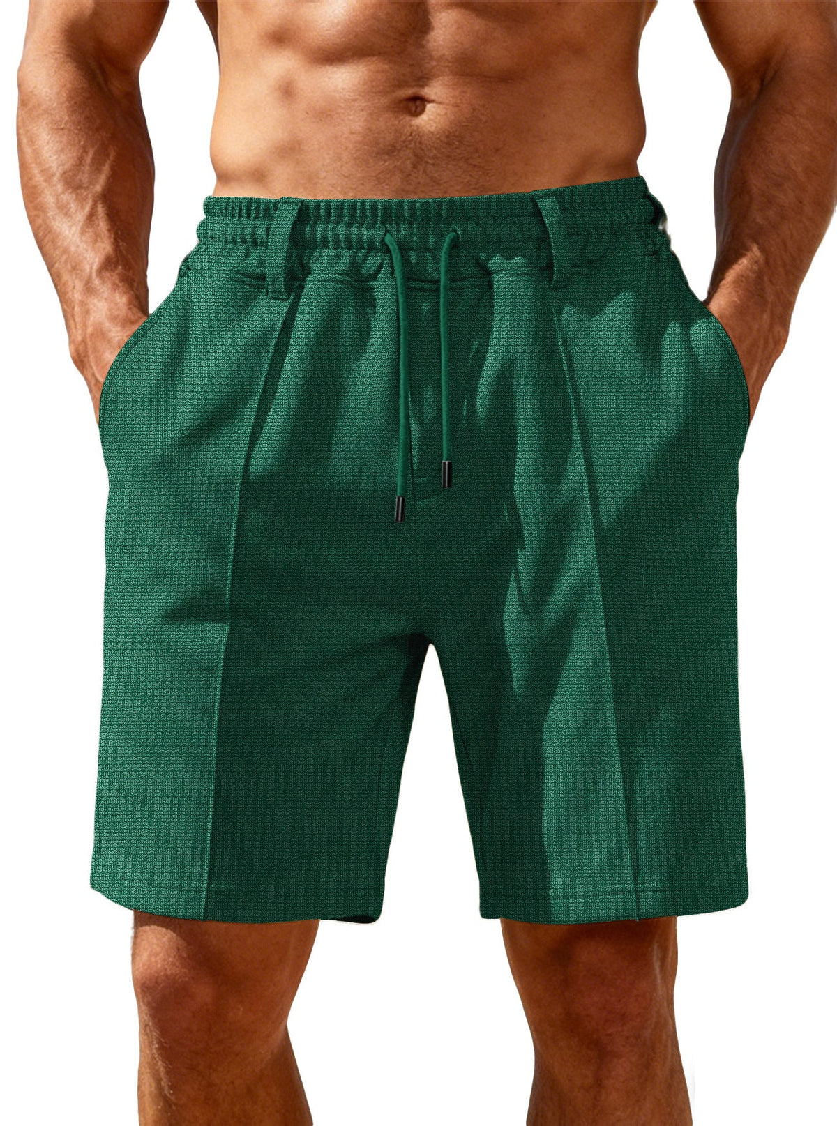Chino-Shorts für Herren mit Bundfalten und elastischem Kordelzug