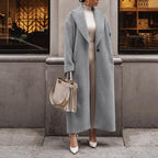 Damen Eleganter und warmer Wollmantel mit schmalem Schnitt EB