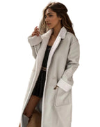 Damen hochwertiger Oversized-Mantel mit weichem Teddyfutter EB