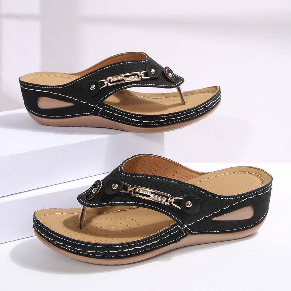Damen Komfortable Wedge-Sandalen mit verstellbarem Riemen EB