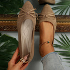 Damen elegante Ballerinas mit stylischem Schleifen-Detail aus atmungsaktivem Gewebe R&B