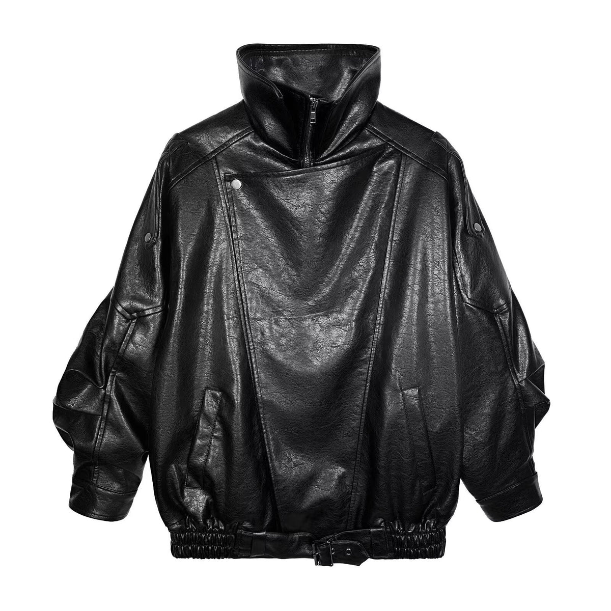 Damen Kunstlederjacke mit hohem Kragen und lässigem Schnitt EB