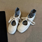 Damen Ballettschuhe mit elastischem Knöchelschutz und dekorativem Schleifenverschluss EB
