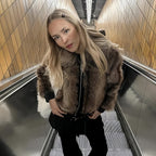 Damen Kunstpelzjacke mit voluminösen Ärmeln EB