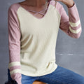Damen lässiges Langarmshirt mit Criss-Cross-Ausschnitt EB