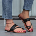Damen bequeme Riemchen-Sandalen mit geflochtenem Design EB