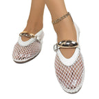 Damen Ballerinas mit modischem Netzdesign und dekorativem Riemchen EB