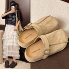 Damen bequeme Clogs aus hochwertigem Wildleder mit verstellbarem Schnallenverschluss EB