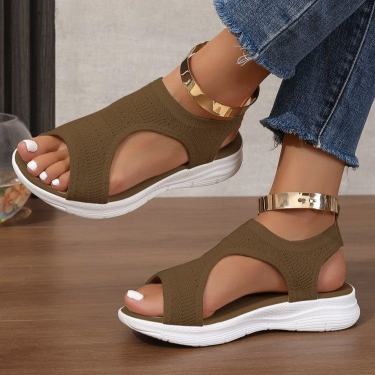 Damen Atmungsaktive Sandalen mit flexiblem Fußbett und modischen Cut-Outs EB
