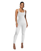 Damen Figurbetonter Strick-Jumpsuit mit Quadrat-Ausschnitt R&B