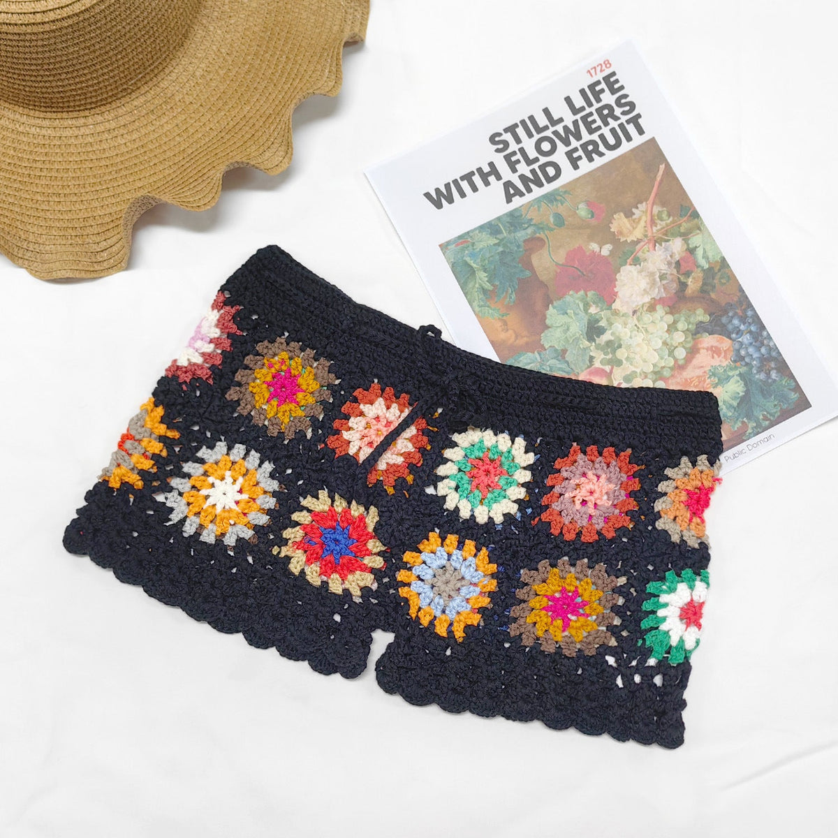 Häkelshorts mit Granny-Square-Muster für Damen