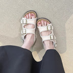 Damen bequeme Clogs mit verstellbaren Schnallen und ergonomischem Fußbett EB