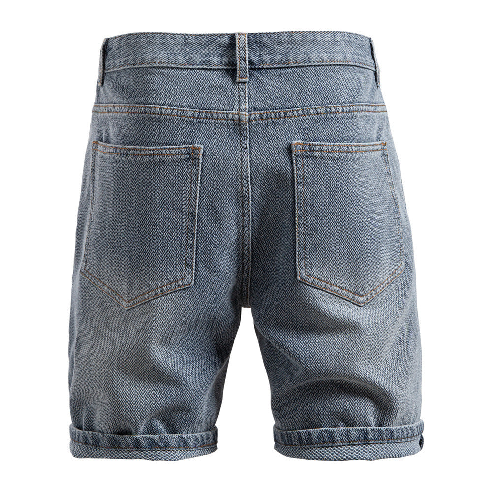 Herren Denim-Shorts mit Umschlag