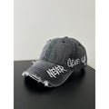 Distressed Denim Message Baseball Cap