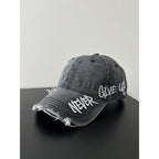 Distressed Denim Message Baseball Cap
