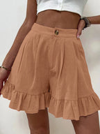 Damen Röhren-Shorts mit lässigem Rüschensaum und elastischem Bund EB