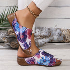 Damen bequeme Slip-On Sandalen mit dekorativem Blumendesign EB