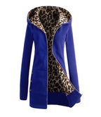 Damen Kapuzenpulloverjacke mit leopardem Innenfutter EB