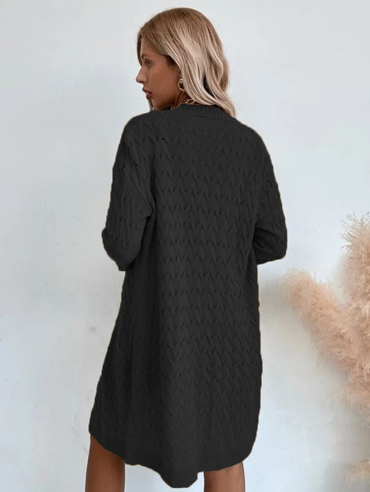 Damen Großer Strickmantel mit strukturiertem Muster und lässigem Schnitt EB