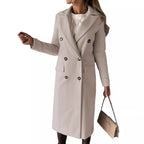 Damen eleganter Doppelreiher-Mantel mit modernem Schnitt und Taschen EB