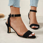Damen Absatzsandalen mit verstellbarem Riemen und komfortablem Fußbett EB