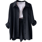 Lässiges Oversized-Shirt und Shorts-Set für Damen