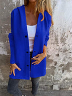 Damen nan Kapuzenmantel mit Druckknopfleiste und geradem Oversize-Schnitt EB