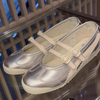 Damen Ballerinas mit verspieltem Riemendesign und hochwertiger Lederoberfläche EB