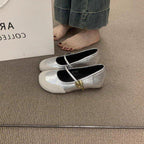 Damen elegante Ballerina-Schuhe mit dekorativer Schnalle und komfortablem Fußbett EB