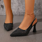 Damen Slingback-Pumps mit Netzdesign und funkelnden Akzenten EB