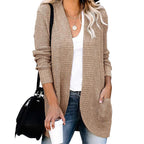 Damen legerer Strickmantel mit Taschen und offenen Front EB