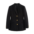 Damen elegante karierte Blazerjacke mit Goldknöpfen EB