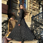 Damen Elegantes Maxikleid mit Geschlitz und langärmligem Design EB
