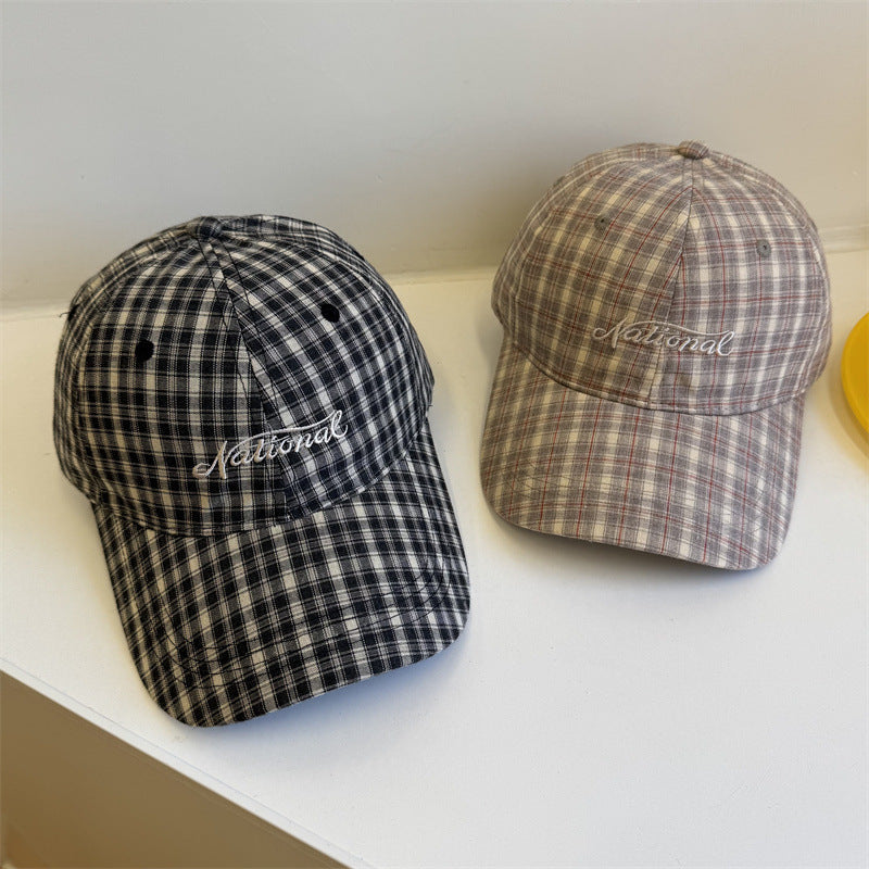 Karierte Baumwoll-Baseballcap für Herren