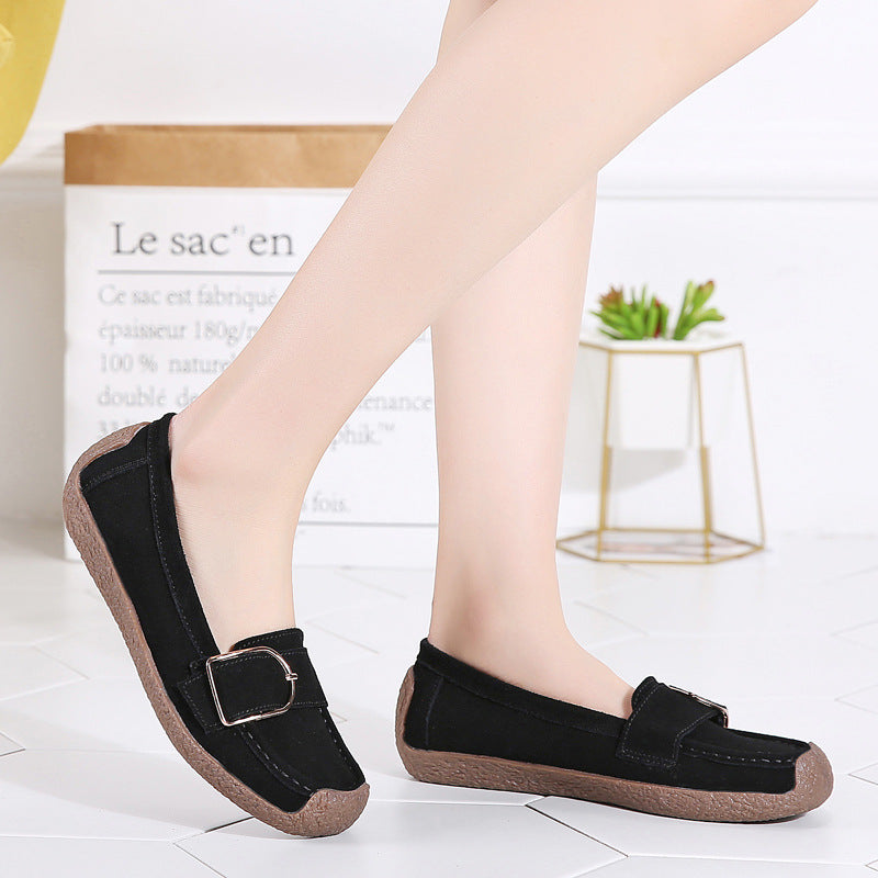 Damen Bequeme Mokassins mit eleganter Schnalle EB