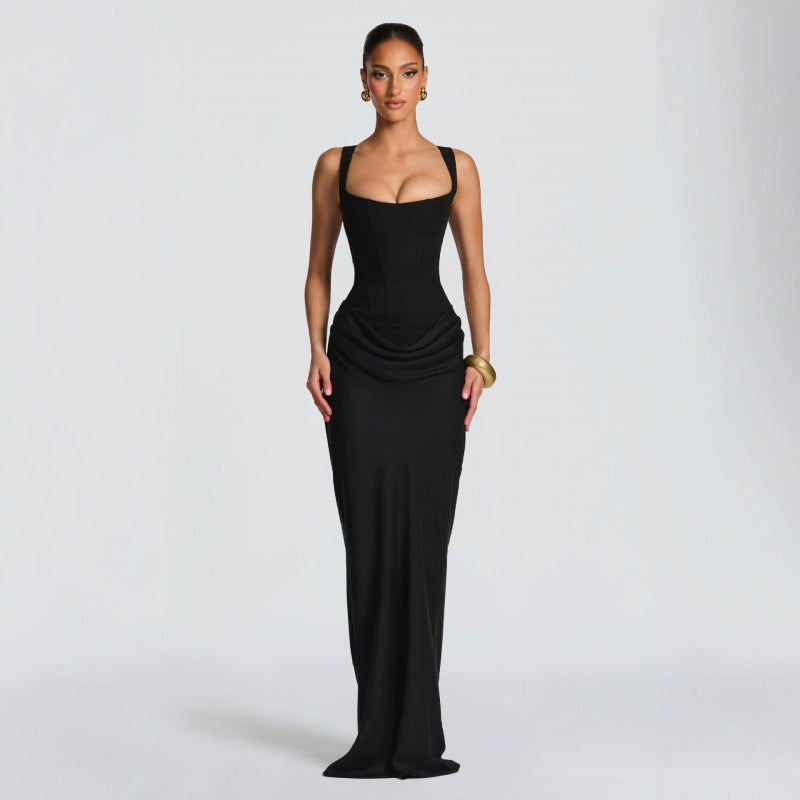 Damen Elegantes Maxi-Kleid mit raffinierten Drapierungen EB
