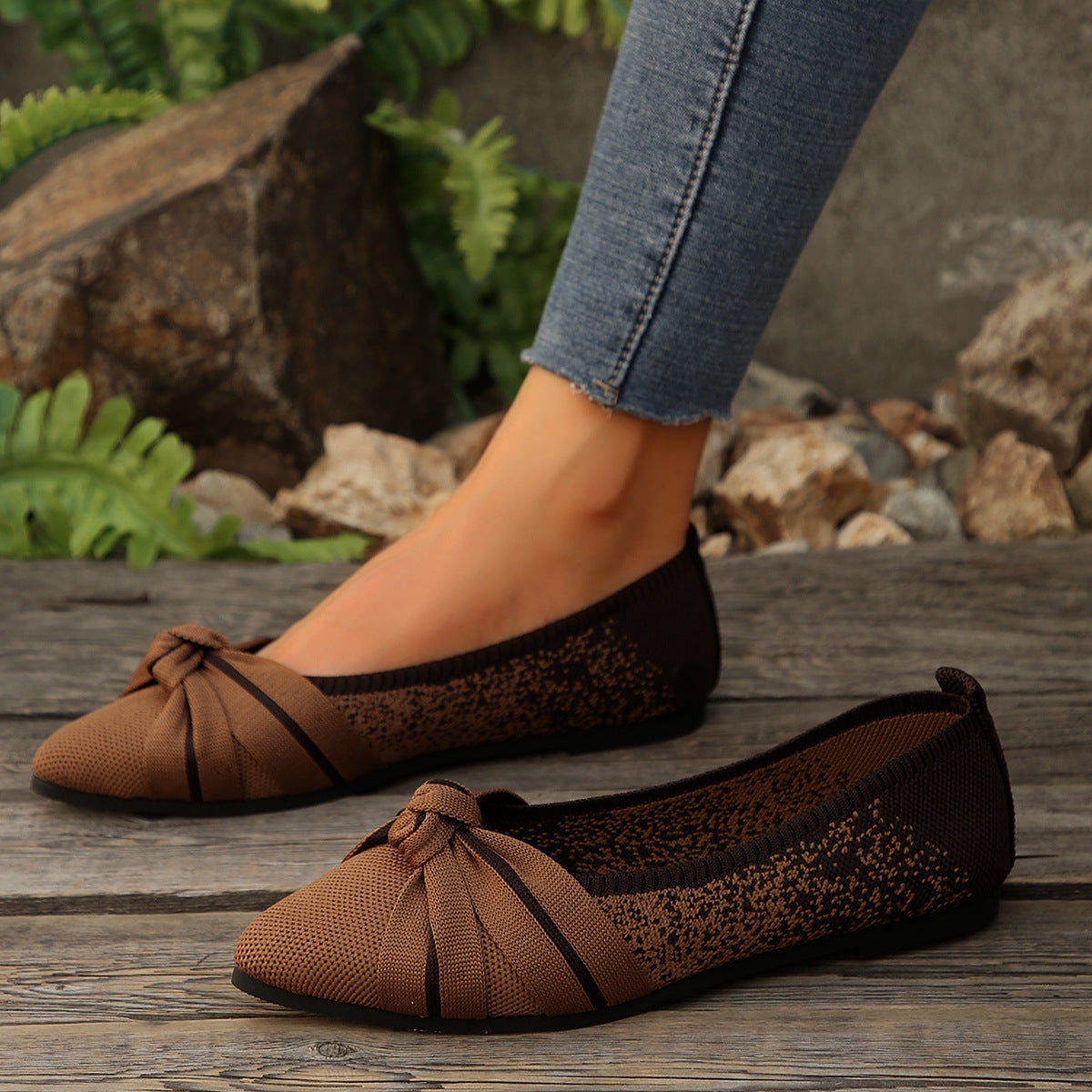 Damen Ballerina Schuhe mit eleganter Schleife EB
