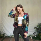 Damen Glitzernde Paillettenjacke mit modischem Schnitt EB