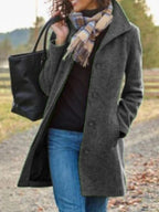 Damen Eleganter Wollmantel mit praktischen Taschen und klassischem Revers EB